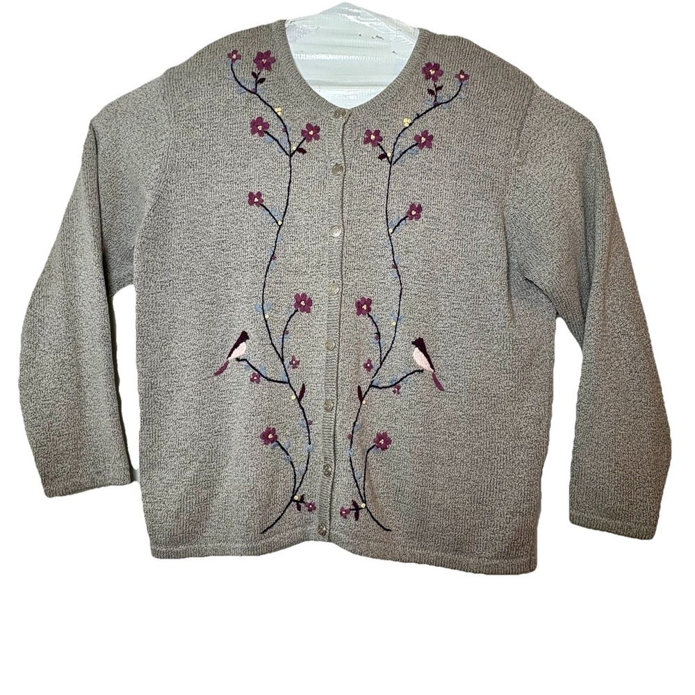 Sweater Women's Sz L Northern Reflections Embroidered Design‎ Cottage Core VTG